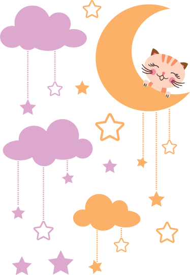 Vinyl tapijt kind met kattenmaantje sticker - TenStickers