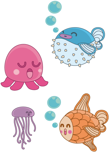 Vinyl tapijt kind sticker kindertekening vissen - TenStickers