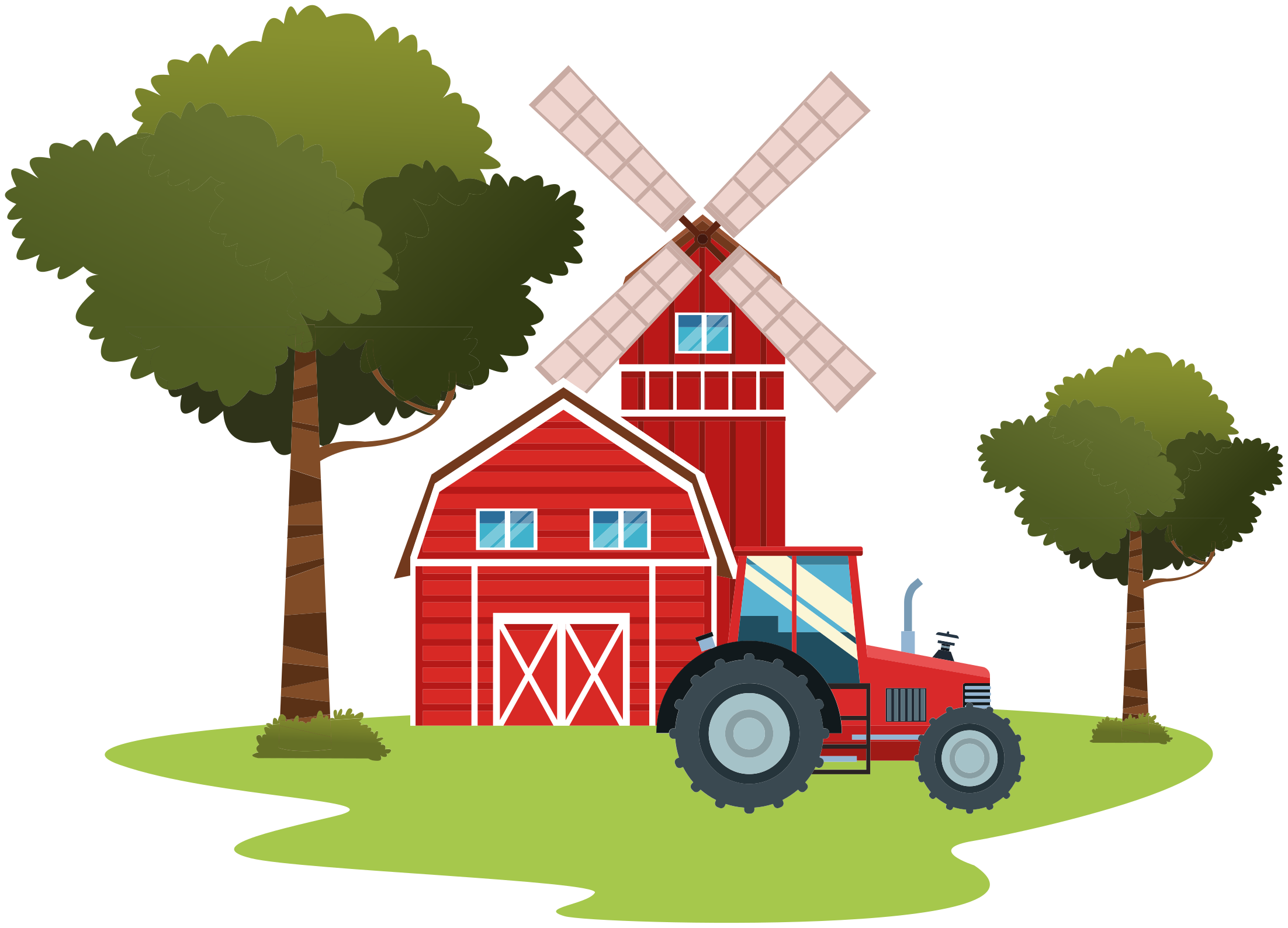 Vinyl tapijt kind tractors en bomen - TenStickers