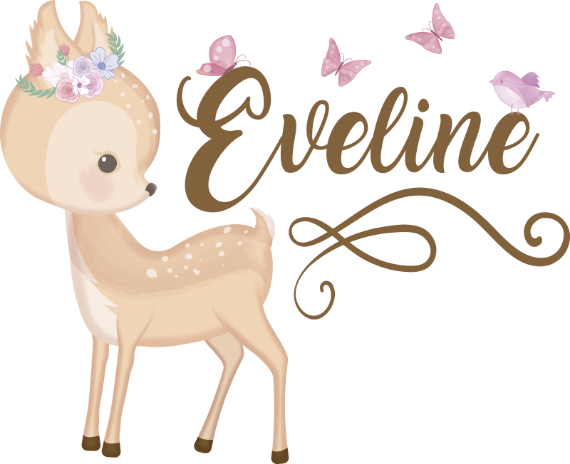 Vinyl tapijt kind gepersonaliseerde hert sticker - TenStickers