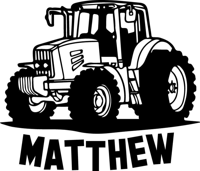 Vinyl tapijt kind silhouet van tractor met naam - TenStickers