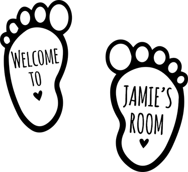 Vinyl tapijt kind met naam van baby's voetjes - TenStickers