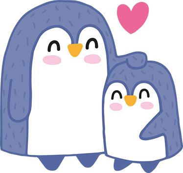 Vinyl tapijt kind mama en baby pinguïn - TenStickers