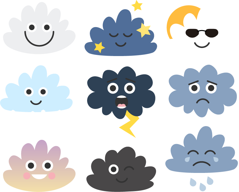 Vinyl tapijt kind wolken met gezichten - TenStickers