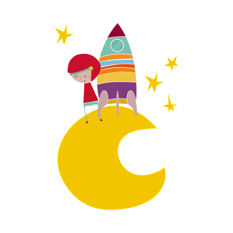 Vinyl tapijt kind rocket op de maan - TenStickers