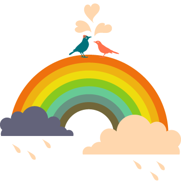 Vinyl tapijt kind met regenboog vogels - TenStickers