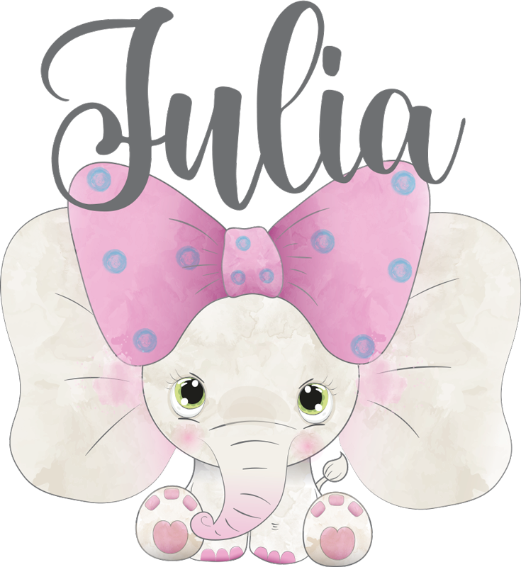 Vinyl tapijt kind olifant met baby en naam - TenStickers