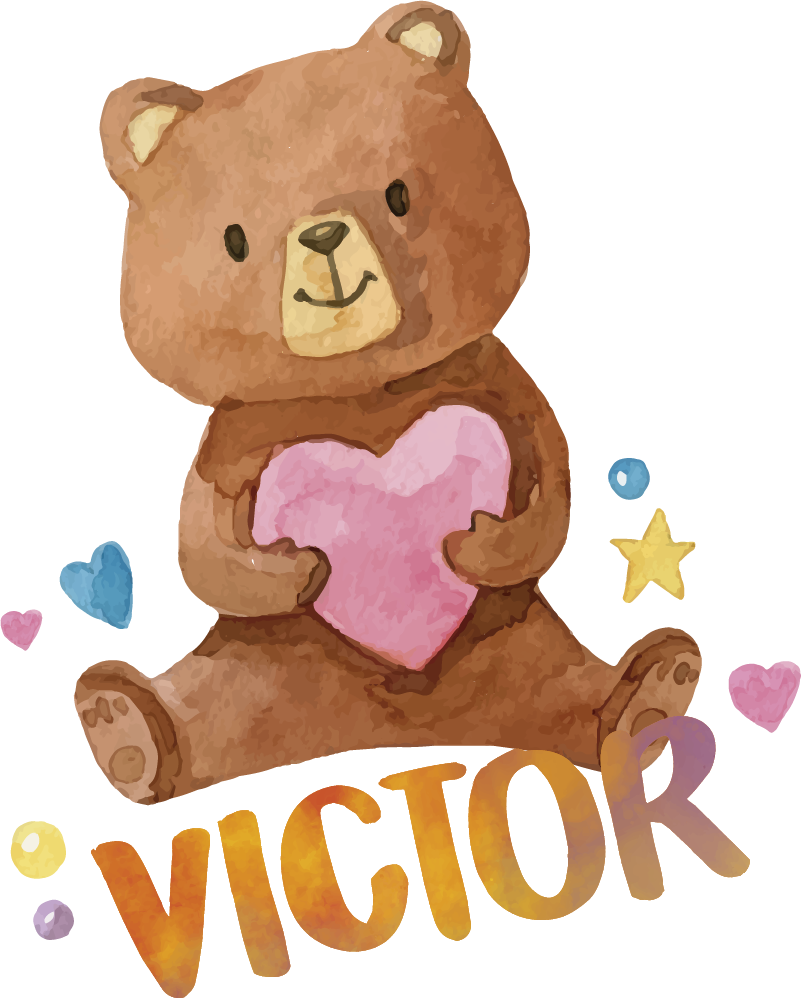 Vinyl tapijt kind knuffelbeer met hart - TenStickers