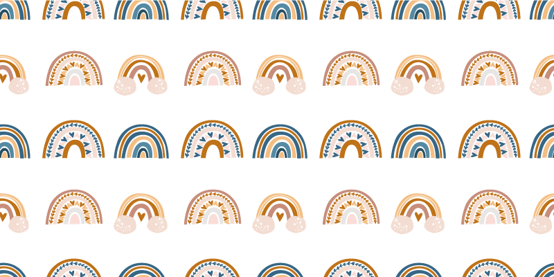 Vinyl tapijt kind met handgetekende herfstregenboog - TenStickers