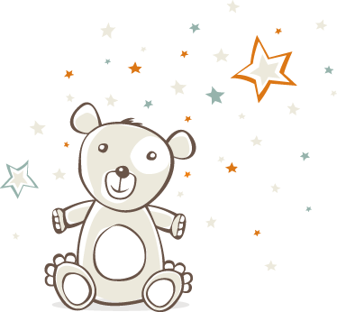 Vinyl tapijt kind teddybeer met sterren - TenStickers