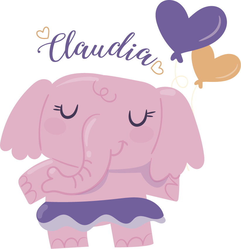 Vinyl tapijt kind roze olifant met naam - TenStickers