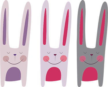 Vinyl tapijt kind met drie blije konijnen - TenStickers
