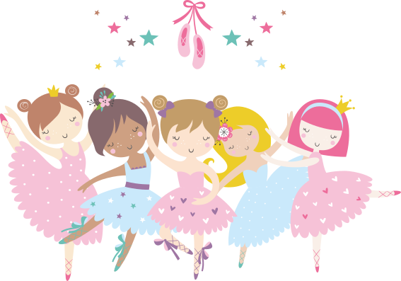 Vinyl tapijt kind ballet sterren kleurrijke illustratie - TenStickers