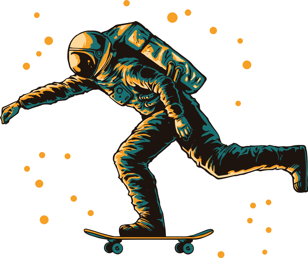 Vinyl tapijt kind astronaut skateboarden - TenStickers
