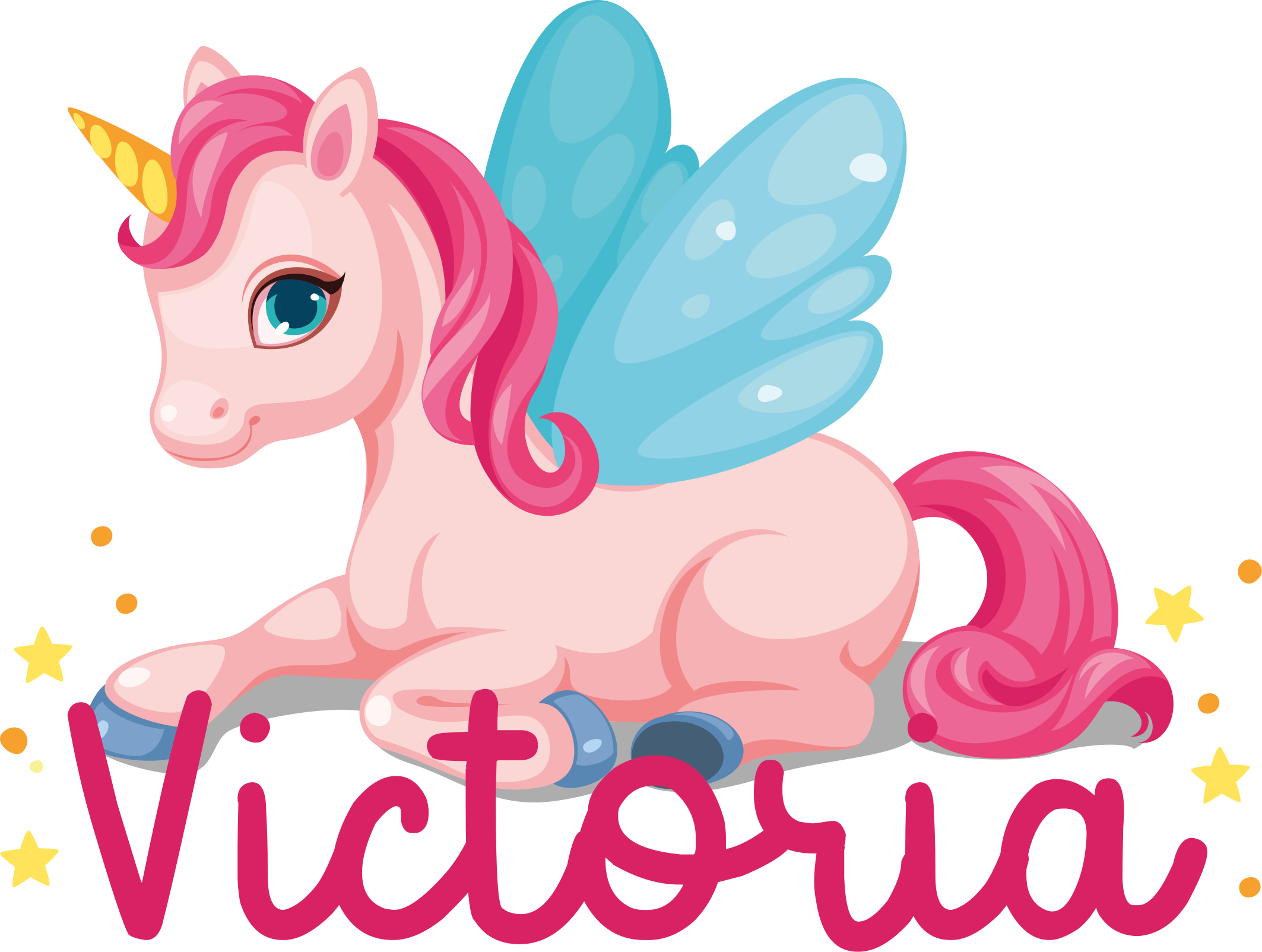 Vinyl tapijt kind grappige roze blije eenhoorn - TenStickers