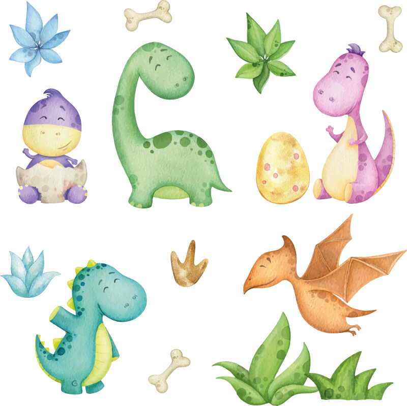 Vinyl tapijt slaapkamer nordic dinosaurus getekend - TenStickers