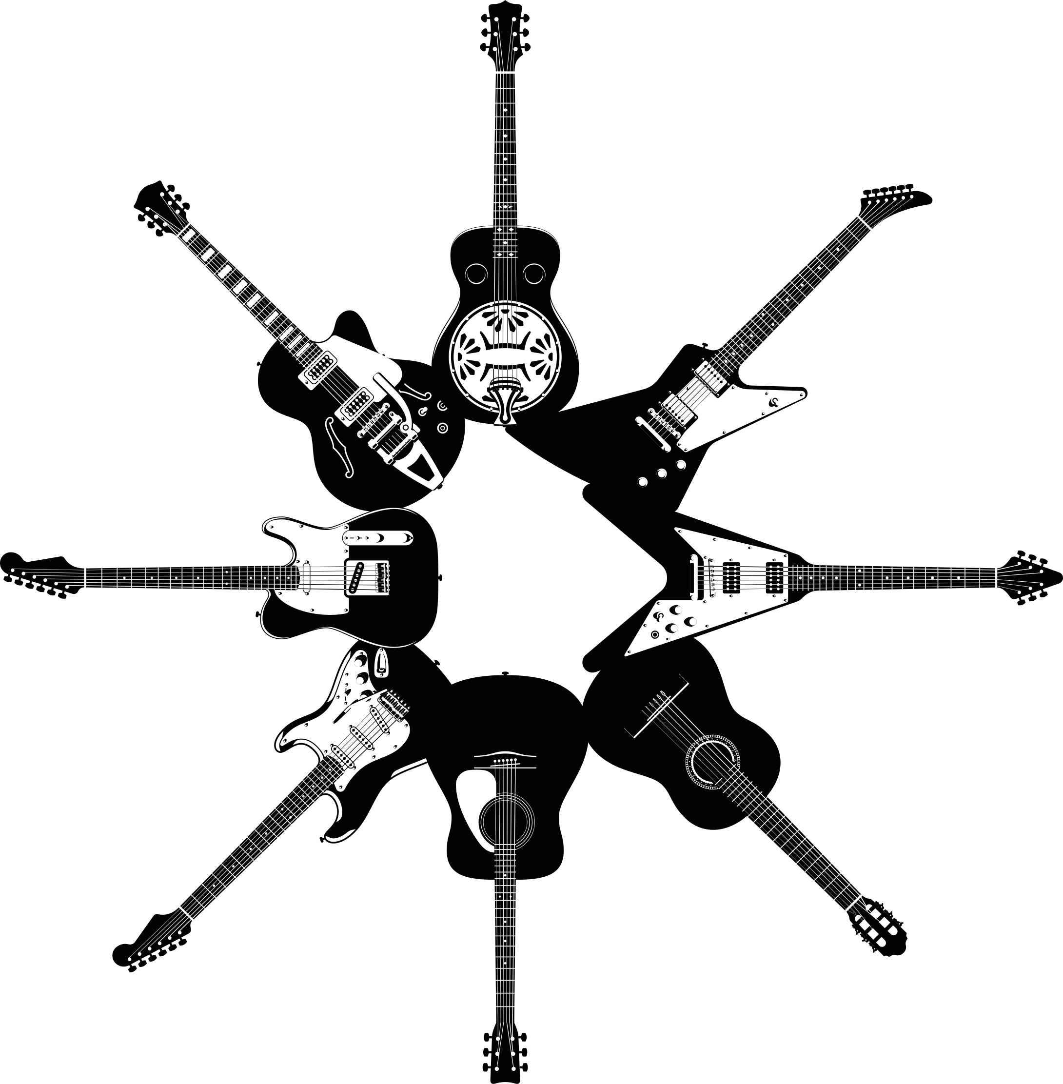 Vinyl tapijt slaapkamer gitaren in cirkel - TenStickers