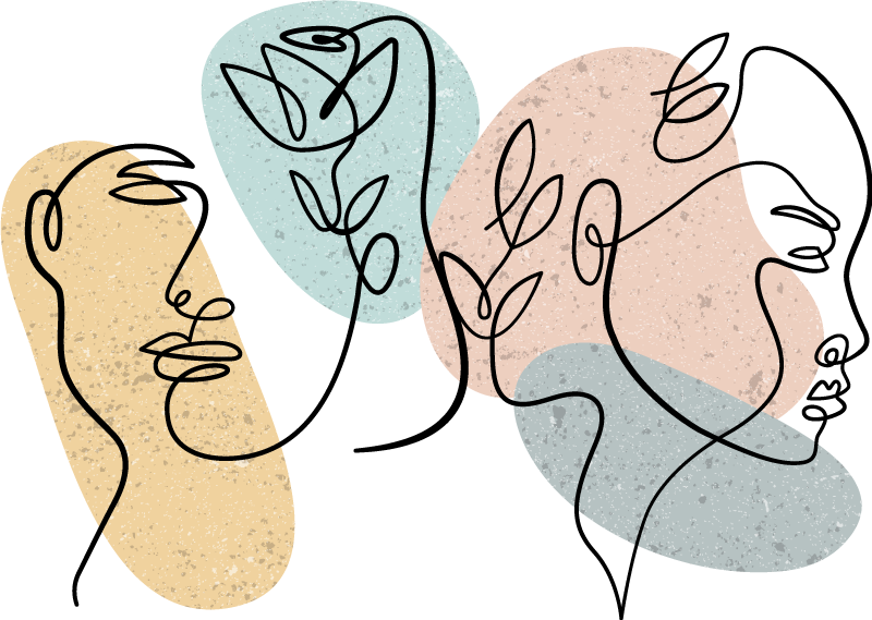 Vinyl tapijt slaapkamer met lijntekeningen van vrouwen - TenStickers