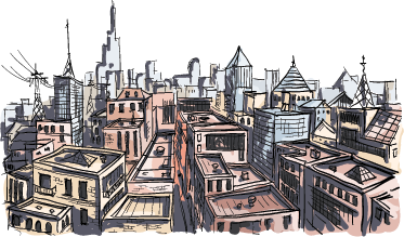 Vinyl tapijt slaapkamer aquarel stad decoratief - TenStickers