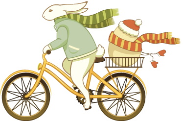 Vinyl tapijt kind met paashaas op fiets - TenStickers