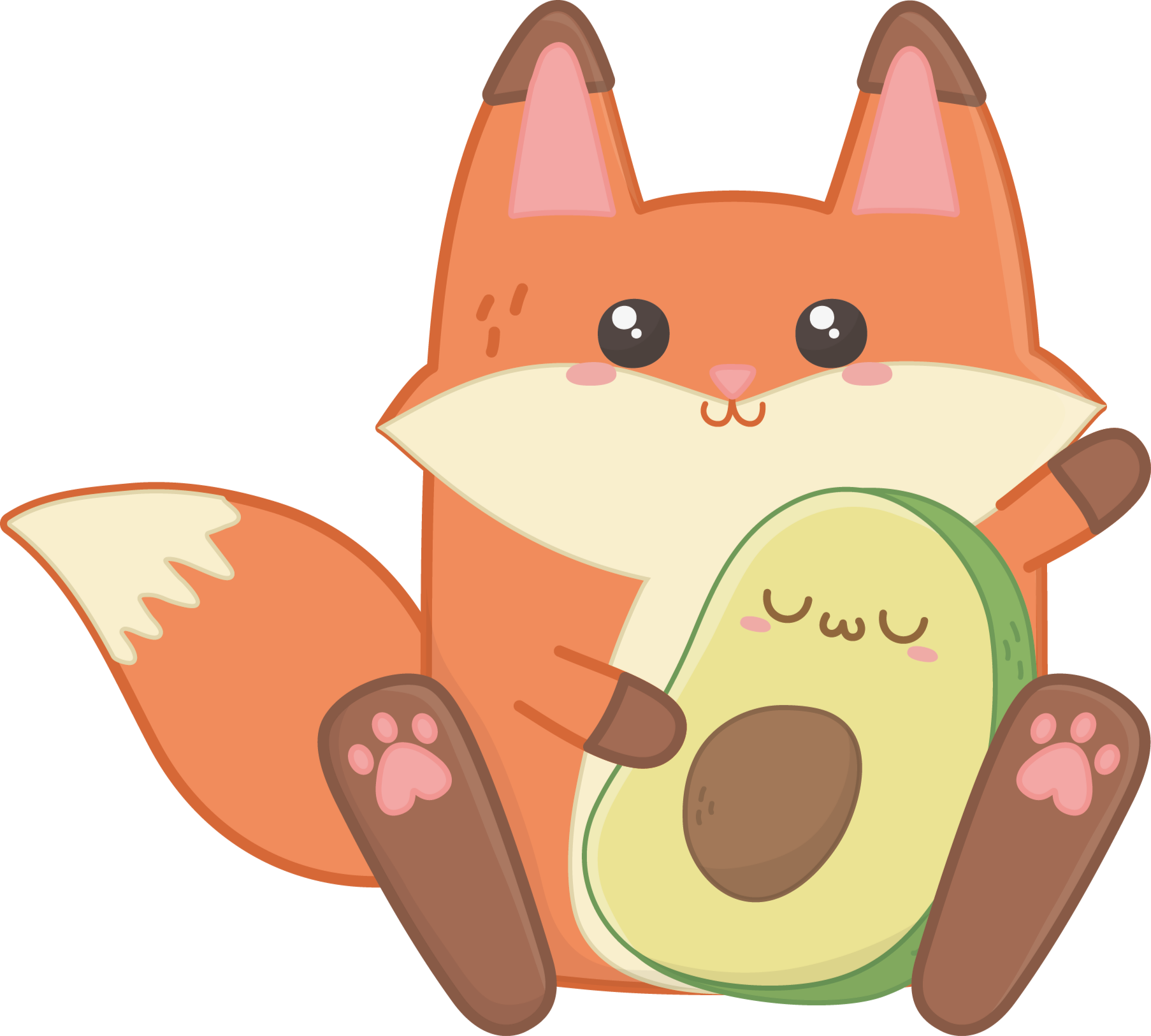 Vinyl tapijt kind kawaii vos met avocado - TenStickers