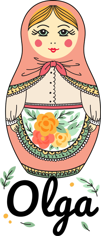 Vinyl tapijt kind matrioska met naam - TenStickers