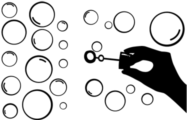 Vinyl tapijt spel handsilhouet met bubbels - TenStickers