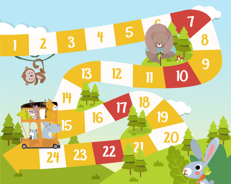 Vinyl tapijt spel cartoon dierenbordspel - TenStickers