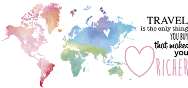 Vinyl tapijt wereldkaart met tekst over reizen en - TenStickers