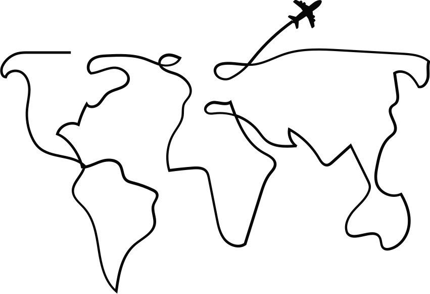 Vinyl tapijt wereldkaart wereldkaart vliegtuig - TenStickers