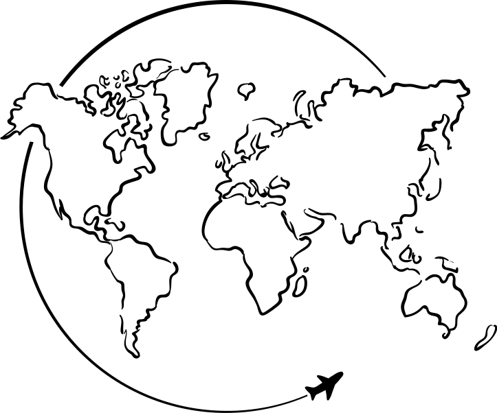 Vinyl tapijt wereldkaart vliegtuigcirkel - TenStickers