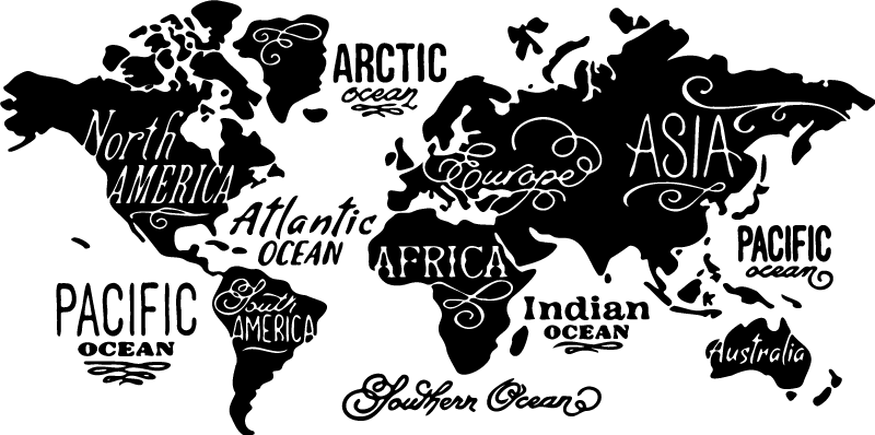 Vinyl tapijt wereldkaart met details - TenStickers