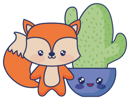 Vinyl tapijt kind met anime cactus en vos - TenStickers