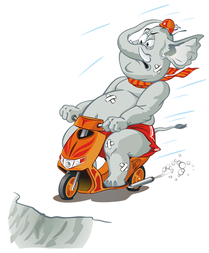 Vinyl tapijt kind olifant op motor - TenStickers
