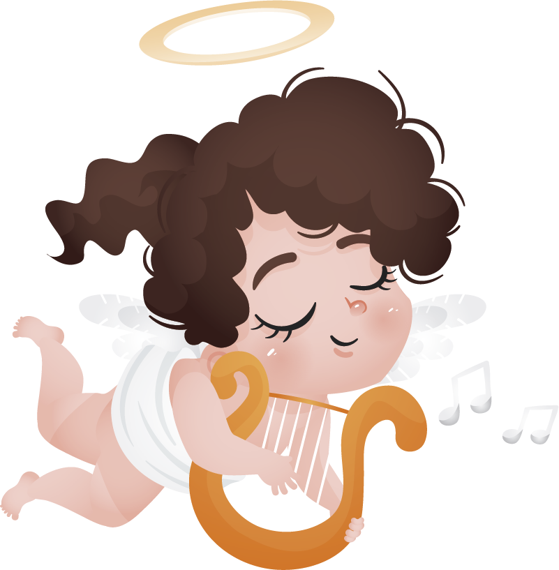 Vinyl tapijt kind harp spelend - TenStickers
