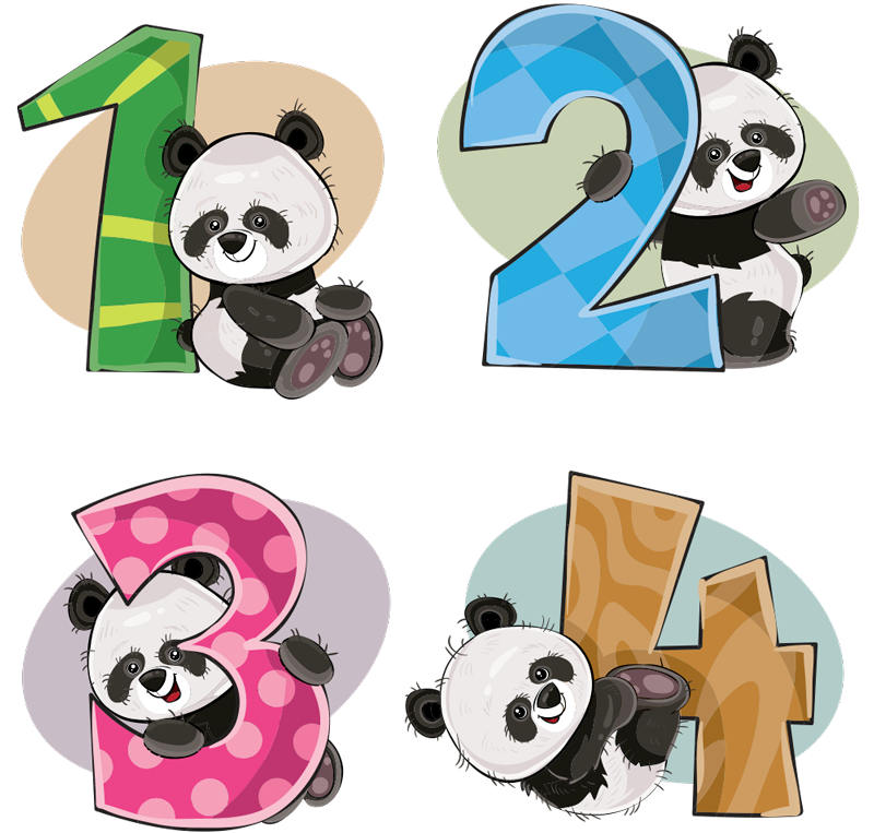 Vinyl tapijt kind 4 panda's - TenStickers