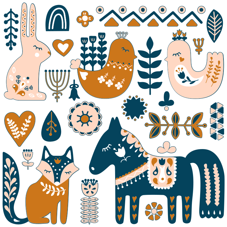 Vinyl tapijt kind bosdieren nordic stijl - TenStickers