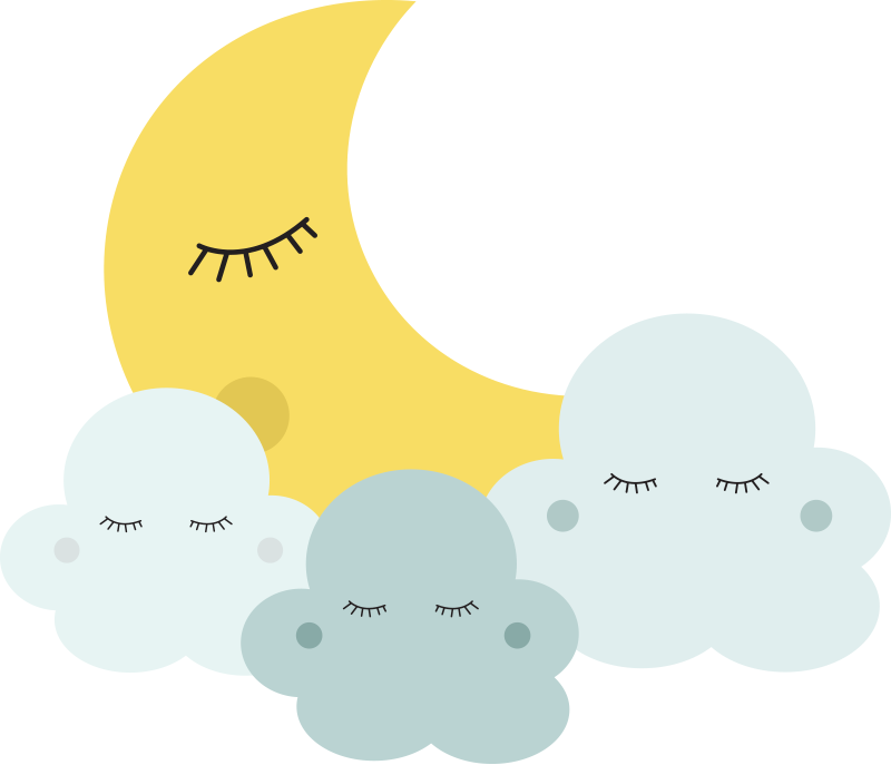 Vinyl tapijt kind blije maan en wolk slapen - TenStickers
