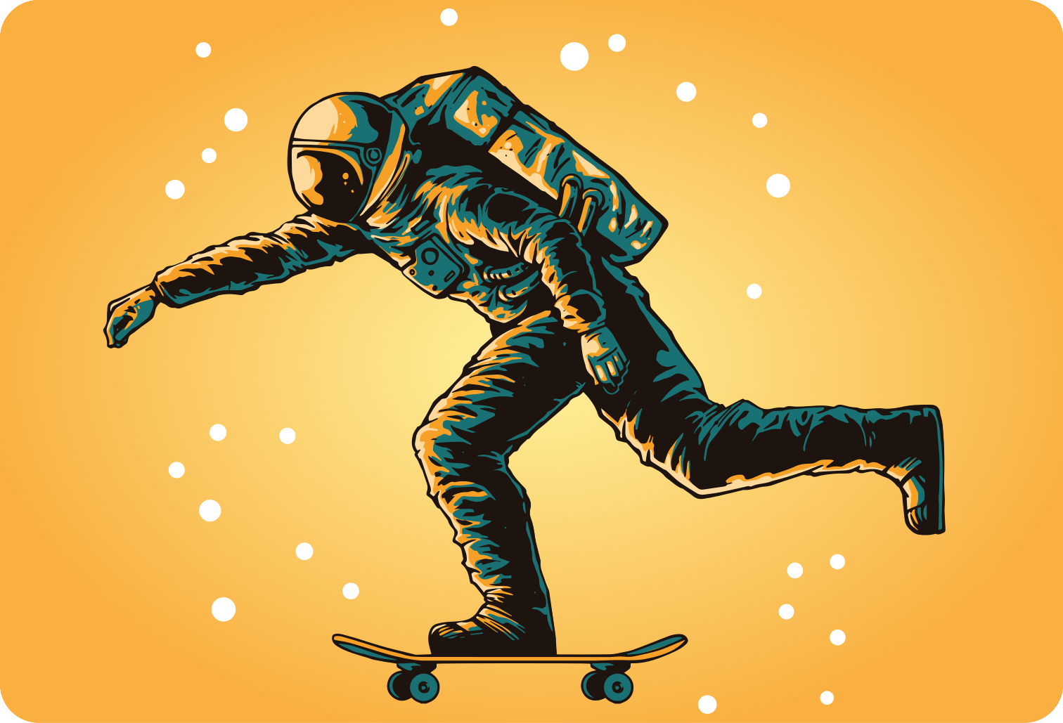 Vinyl tapijt kind astronaut skateboardend - TenStickers