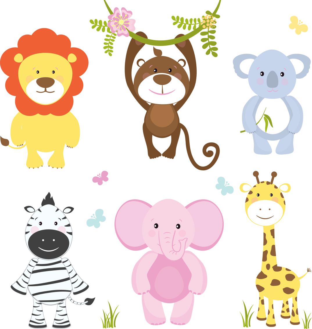 Vinyl tapijt kind kleurrijke baby dieren - TenStickers