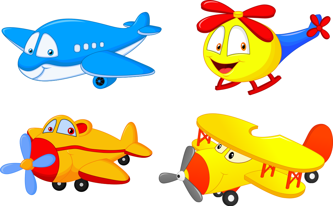 Vinyl tapijt kind vliegtuigen en helikopters met gezichten - TenStickers