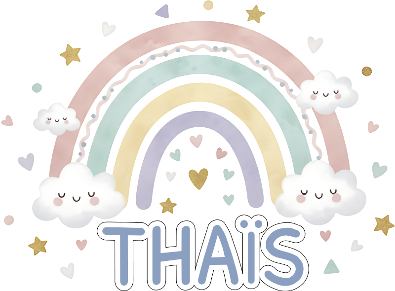 Vinyl tapijt kind regenboog met naam - TenStickers