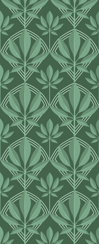 Vinyl tapijt badkamer art deco groene bladeren - TenStickers