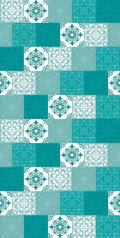 Vinyl tapijt badkamer turquoise tegel - TenStickers