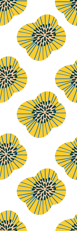 Vinyl tapijt badkamer grote blauwe en gele bloemenpatroon - TenStickers