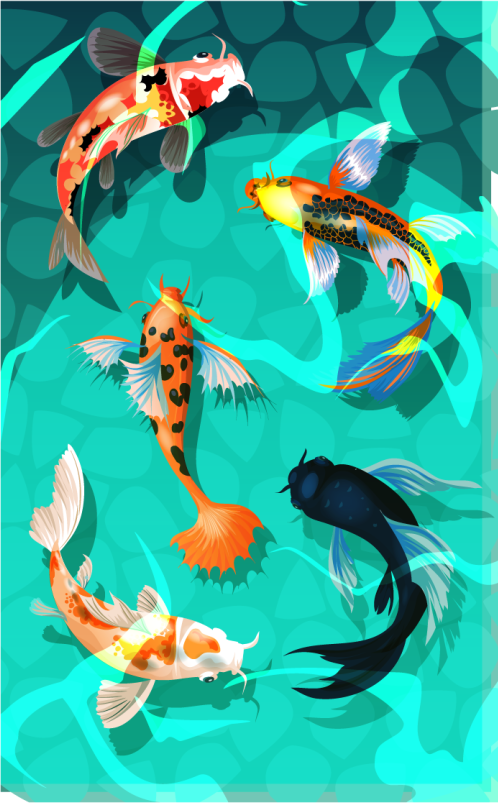 Vinyl tapijt badkamer koi douche - TenStickers