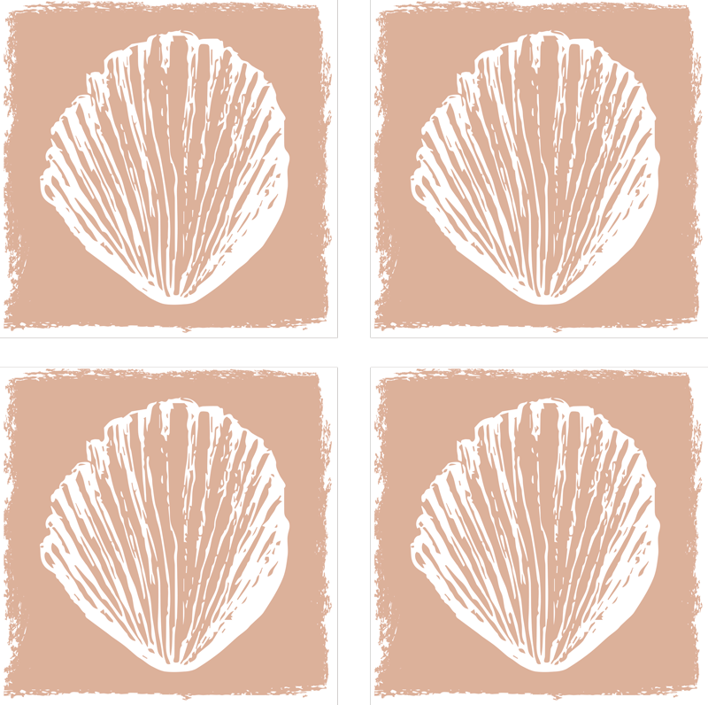 Vinyl tapijt badkamer retro schelpenpatroon beige tegels - TenStickers