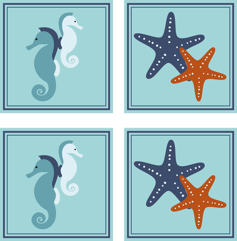 Vinyl tapijt badkamer marine stijl tegel - TenStickers