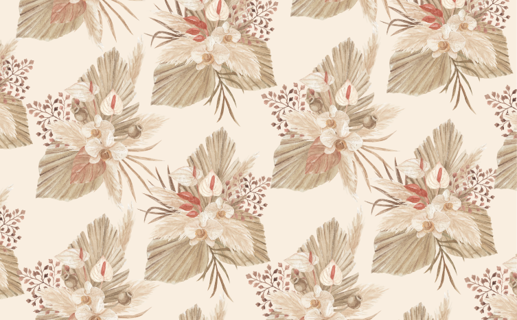 Vinyl tapijt badkamer gedroogde bloemen met pampasgras - TenStickers