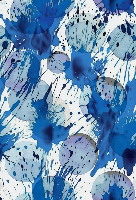 Vinyl tapijt badkamer in blauwe inktcirkels - TenStickers